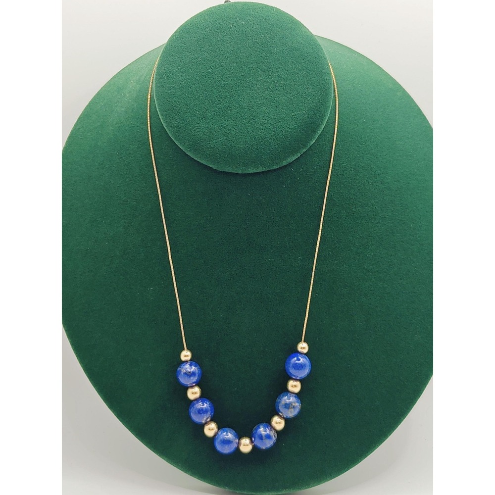 High-end Fine Gorgeous Italian Lapis Lazuli 14k Gold necklace.